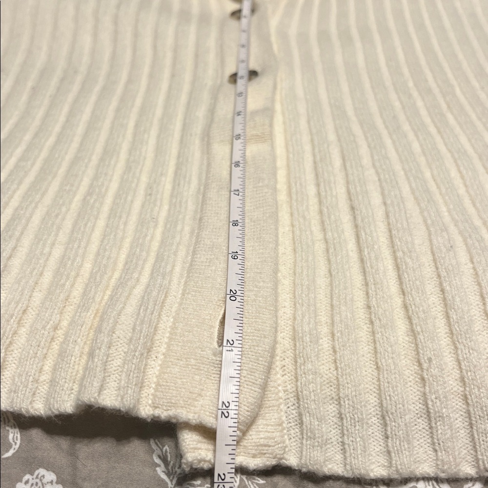 Madewell cream ribbed cardigan with fold over collar. Sz. XL good cond. - Picture 8 of 10